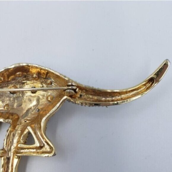 Vintage Gold Tone Diamonelle Rhinestone Kangaroo Brooch Pin Whimsy - Picture 8 of 12